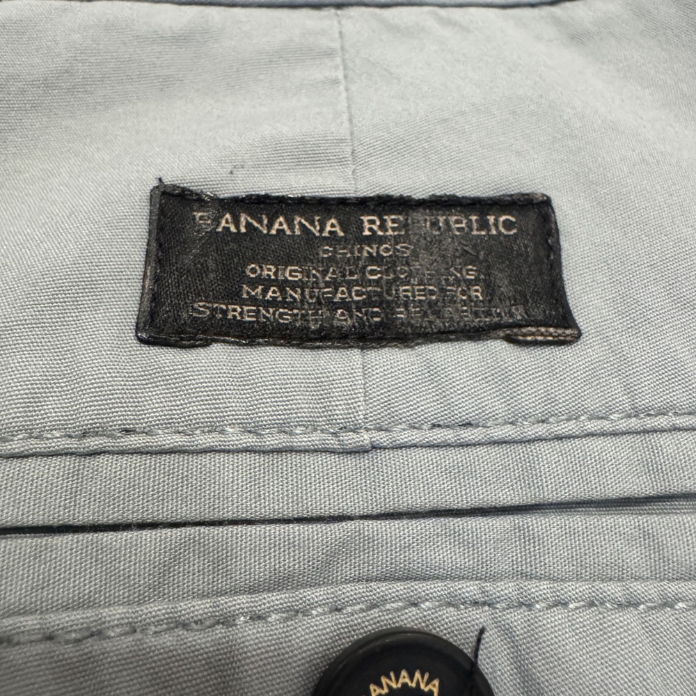 Banana Republic Aiden Chino Mens 35x30 Light Grey Slim Fit Cotton Stretch Pants - Picture 10 of 11